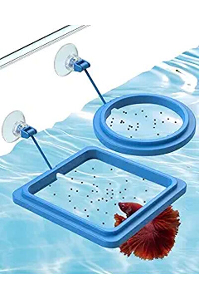 Arabest 2 Pcs Floating Fish Feeding Ring, Round Square Aquarium Food Holder B...