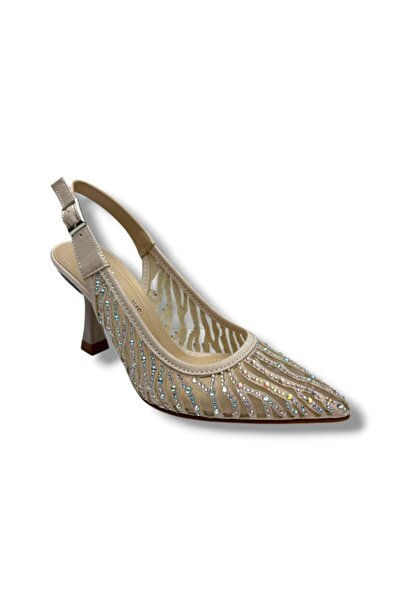 Cakgo Desire 467-26 Satin Silvery Stone Thin Heel Women's Evening Dress Shoes