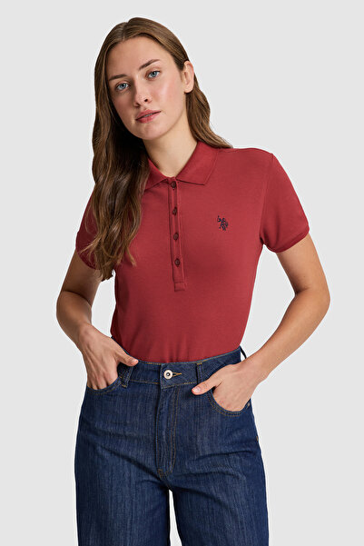 U.S. Polo Assn. Women's Cherry Polo Collar Basic T-Shirt 50321818-Vr223