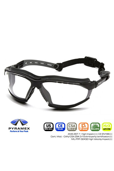 PYRAMEX ISOTOPE Renksiz H2MAX Anti-Fog BALISTIK Gözlük EGB9410STM - Siyah Çer...