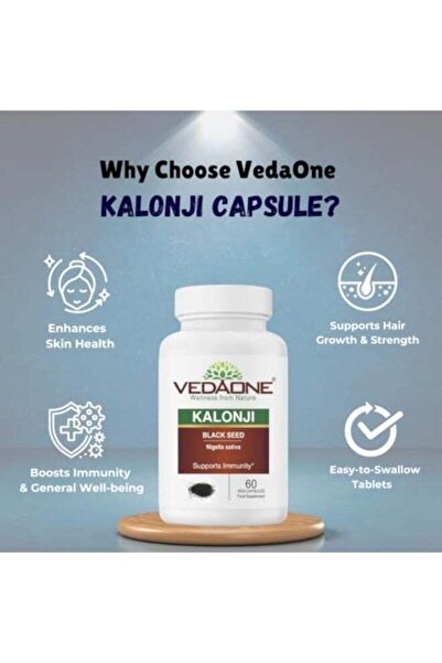 VedaOne Kalonji (Black Seed) Capsules 450mg – 60 Capsules | Immunity, Hair, Skin & Wellness Support