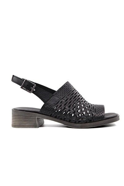 Castle Black 45242 Genuine Leather Black Women's Heeled Shoes