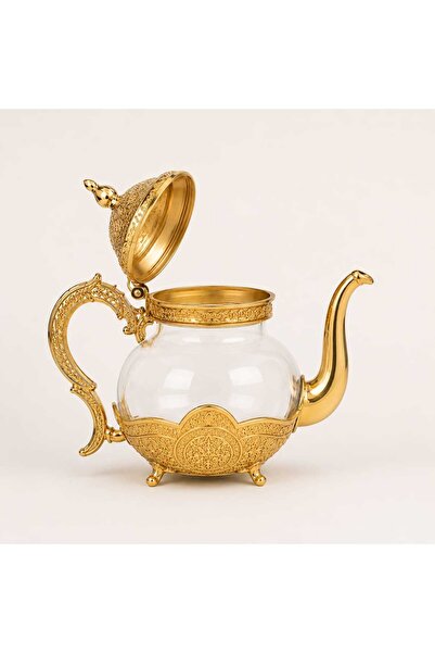 RASHA COLLECTION Luxury Gold Glass Teapot with Lid Decorative Serving Teapot
