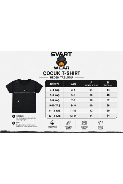SVART WEAR تي شيرت قطني بأكمام قصيرة وياقة دائرية مطبوع عليه دب للأطفال والمراهقين