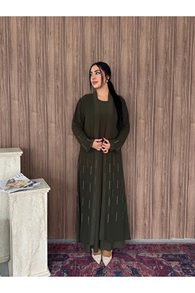 Missrosemoon Yeni Sezon Büyük Beden Tesettür 2’li Elbise Takım –Taş Detaylı U...