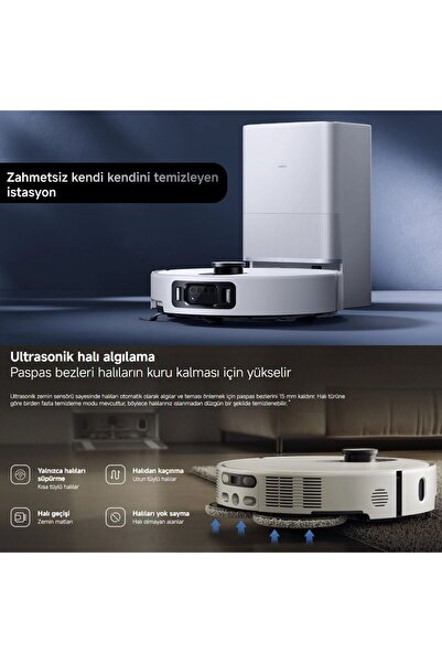 Xiaomi 20000Pa Yapay Zeka Destekli Otomatik Toz Boşaltma Sıcak Su Yıkama Akıl...