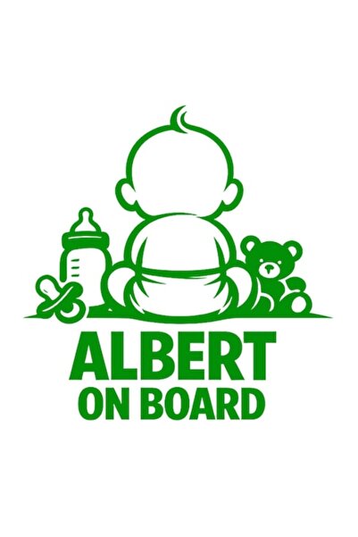 OEM Autocolant decorativ auto  "ALBERT ON BOARD ", 15cm, Verde