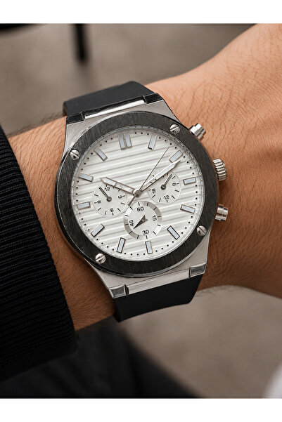 Weluxa Men's Wristwatch White Color Dial Luxury Design Silicone Band Gift Box...