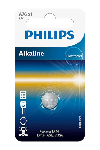 Philips Αλκαλική Μπαταρία Ρολογιού LR44 1.5V 1 τεμάχιο