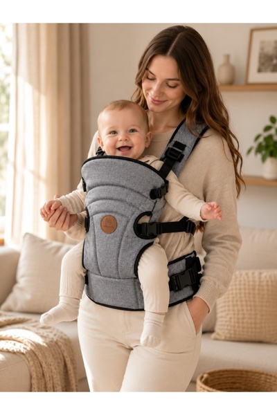 Pure Boutique Marsupiu ergonomic bebe, gri 4-12 Kg, reglabil, port bebe confo...