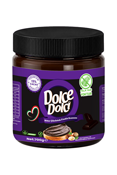 Dolce Dolci BİTTER ÇİKOLATALI VEGAN FINDIK KREMASI 700 GR