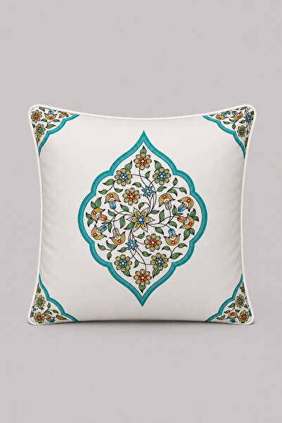 LUX VIE Ottoman Tile Patterned Piping Raschel Knitted Velvet Woven Throw Pill...