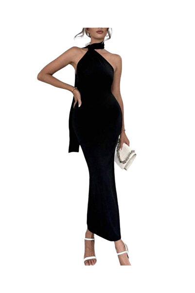 Woman's Fashion Καλοκαιρινό μάξι βραδινό φόρεμα μαύρο