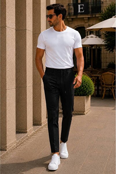 Danger Muške premium jogger pantalone od poliamidne tkanine, udoban kroj, crn...