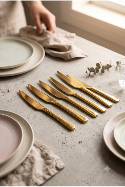 Homerest Minimalist Design Stainless Steel Luxury Table Knife – Stylish Gold ...