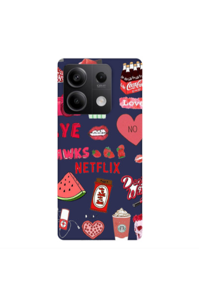 Other Xiaomi Redmi Note 13 5G pizza is my valentine Dark blue Colored Silicon...