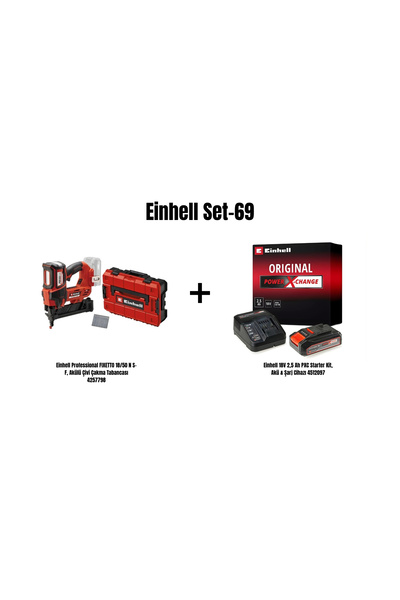 Einhell Set-69(Einhell Akülü Çivi Çakma+18V 2,5 Ah Akü & Şarj Cihazı)