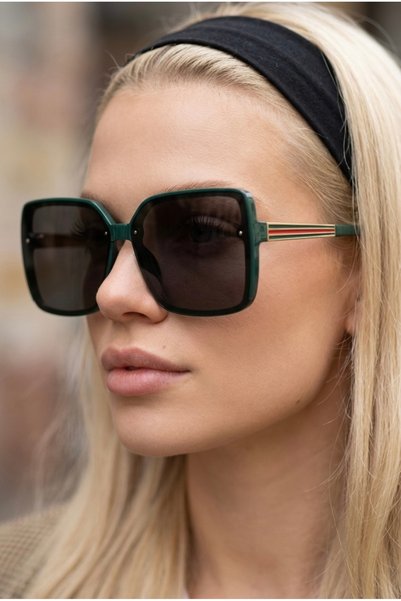 Chunky Frame Mira Prestige Ultra Light Green Khaki Women's Sunglasses with Uv400 Filter