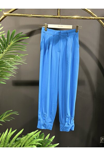 ALANURMODA 18160 بنطلون أزرق بفتحتين للإغلاق