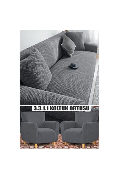 Empressco Renkli Tuğla Desenli Kaymaz Lastikli Koltuk Örtüsü, Şık ve Pratik K...