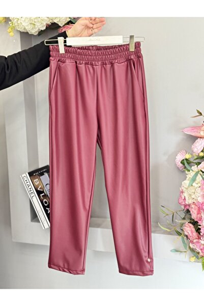 HEAWENİST Hwn6263 Leather Carrot Trousers Claret Red