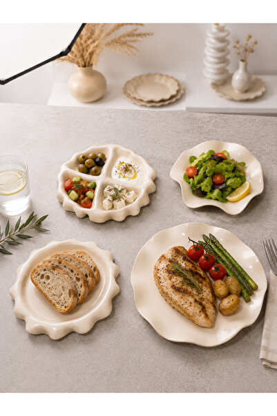 Arden Ceramic Premium Ceramic 4-Piece Serving and Breakfast Presentation Set ...