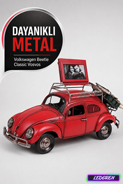 L'eDoren Dekoratif Metal Araba Çerçeveli Kumbaralı Vintage Nostaljik El Yapım...