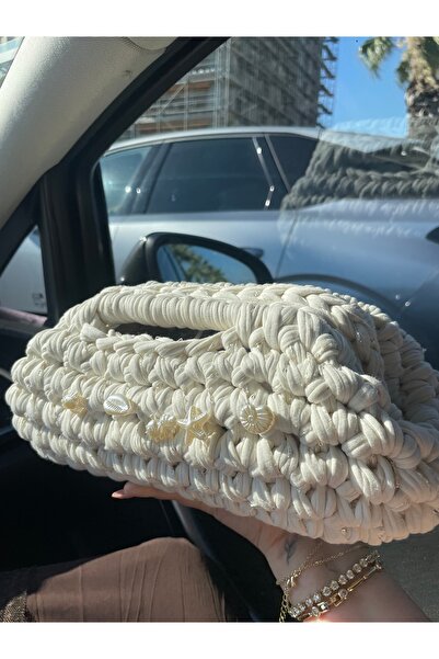 Eranura Mysey Handmade Knitted White Women's Clutch Bag