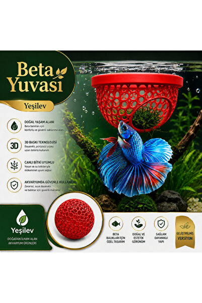 akvaryumlab Beta Fish Betta Resting Area & Breeding Nest (Red Color)