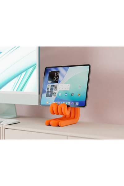 Viola Edition Tablet Standı - Telefon Tutucu - Modern Masaüstü Stand - Turuncu