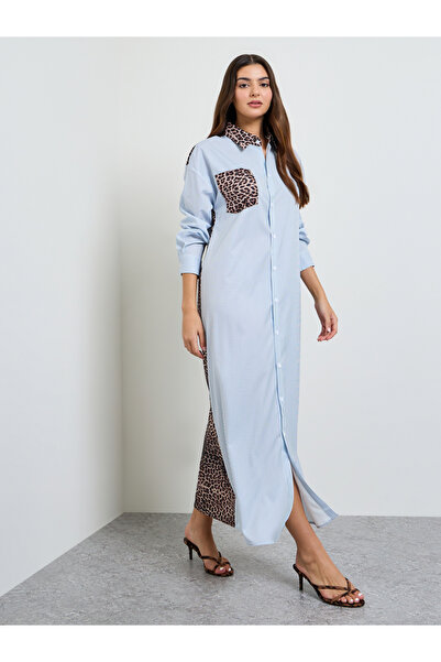 Take Two By Styli Multi Color Block Printed Shirt Maxi Dress
