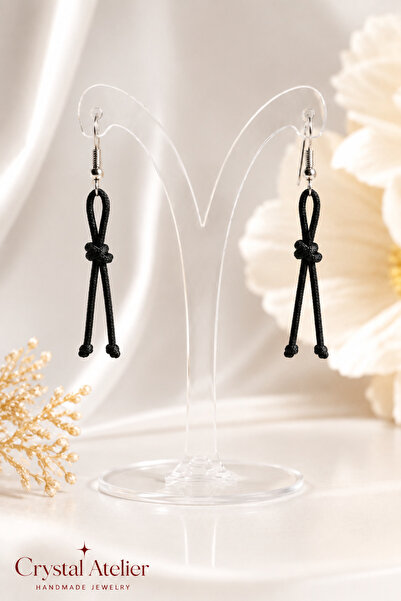 Crystal Atelier Black Rope Earrings Handmade Bohemian Design Dangle Earrings ...