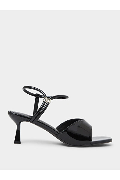 Styli Black Patent Strappy Sandals