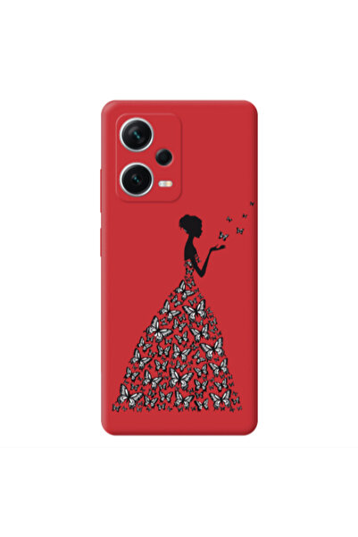 Other Xiaomi Poco X5 Butterfly Girl Red Colored Silicone TPU Θήκη