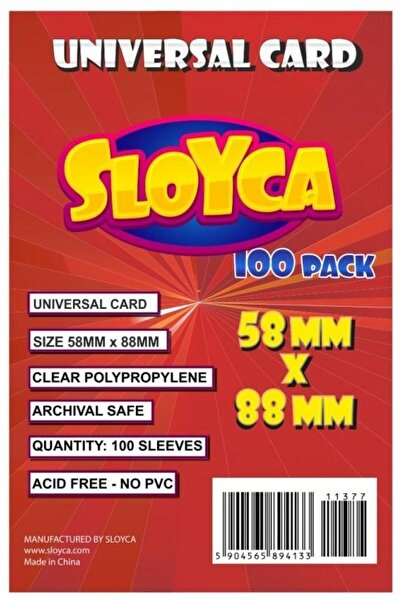 SLOYCA Set 100 huse carti de joc, Sloyca, Polipropilena, 58x88mm, Transparent