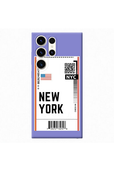Other Samsung S23 Ultra New York NYC Purple Colored Silicone TPU Θήκη