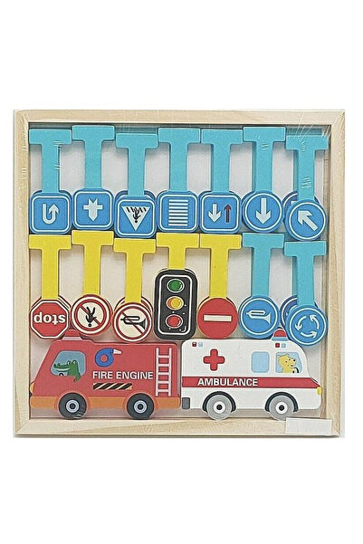 adar Puzzle din lemn ADAR, vehicule si semne rutiere, pentru copii 3+, dezvol...