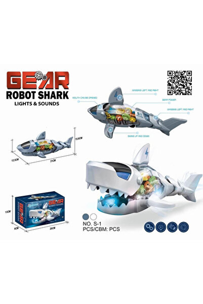 MAKSIK Figurina S-1 Robot Shark, din vinil, cu lumina si sunete, cutie cu fer...