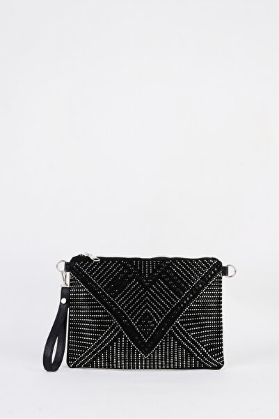 Vivaq Women's Geometric Silver Stone Suede Portfolio Handbag and Clutch Bag w...