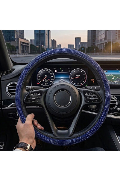 Mega Oto Market Universal Mavi Kristal Taş İşlemeli Direksiyon Kılıfı Kaymaz ...