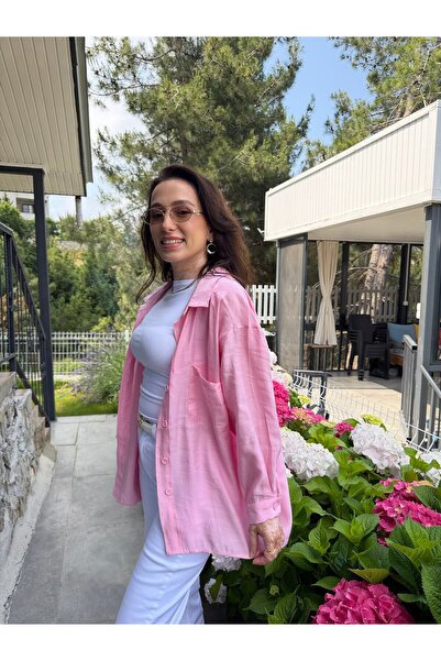SERENCE BOUTİQUE Lüx Kalite Salaş Tensel Gömlek Pembe