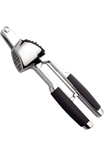 The Bros Utilita Garlic Press with Chrome-plated Zamak and Black ABS Handle