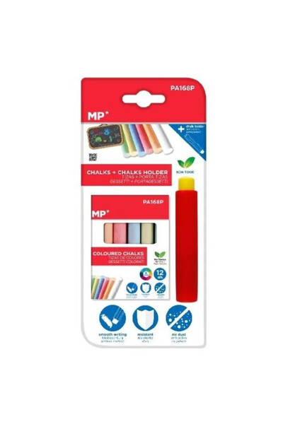 OEM MP Main Paper – Creioane colorate cu suport, 12 culori (netoxice)