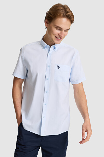 U.S. Polo Assn. Men's Light Blue Short Sleeve Shirt 50320277-Vr003