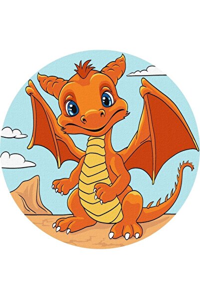 ideyka Set pictura pe numere dragon portocaliu multicolor 19cm panza