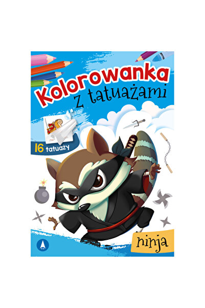 NINJA Carte de colorat cu tatuaje temporare, Ninja, multicolor