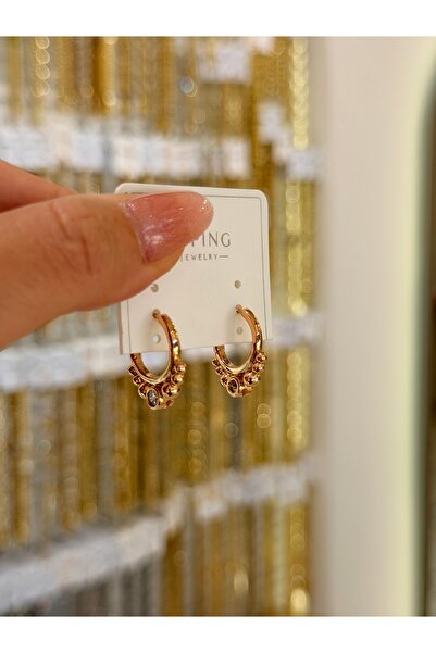 SU PERİSİ TAKI BİJUTERİ Xuping Non-Fade Rose Gold Zircon Stone Minimal Earrings