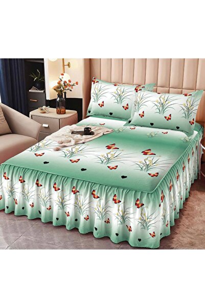 Truva Home Финет Пучиоаса Лен |   3 части с долен чаршаф с ластик и волани | ...