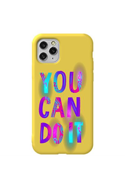 Other Apple iPhone 11 Pro You Can Doit Yellow Colored Silicone TPU Θήκη