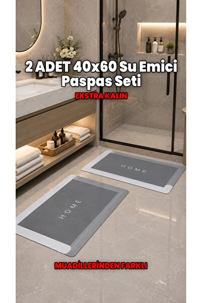 Destpak 2 Pieces 40X60 (Extra Thick) Water Absorbent Non-Slip Base Bath Mat S...
